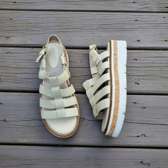 Anthropologie Bussola Cream Leather Platform Gladiator Caged Jesus Sandals 40 - Picture 1 of 7